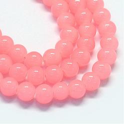 Light Coral Baking Painted Imitation Jade Glass Round Bead Strands, Light Coral, 4.5~5mm, Hole: 1mm, about 210pcs/strand, 31.4 inch