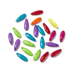 Mixed Color Opaque Acrylic Pendants, Faceted Teardrop Charms, Mixed Color, 18x6x3.5mm, Hole: 1.2mm, 1728pcs/500g