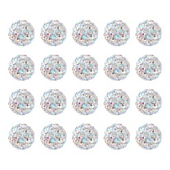 Cristal AB Perles de boule pave disco , Perles de strass d'argile polymère , ronde, cristal ab, pp 13 (1.9~2 mm), 6 rangées de strass, 10mm, Trou: 1.5mm