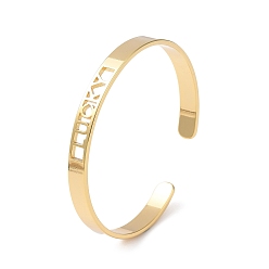 Золотой Латунные браслеты с открытыми манжетами для женщин, браслет с пустым словом, золотые, внутренний диаметр: 2-1/8 дюйм (5.4 см)