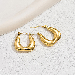 Real 18K Gold Plated Stainless Steel Thick Hoop Earrings, for Women, Real 18K Gold Plated, 20x20mm