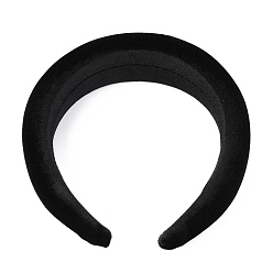 Noir Bandeaux épais en tissu éponge floqué, pour les accessoires de cheveux de femme de bricolage, noir, 14~42mm, diamètre intérieur: 145x125 mm