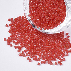 Red 11/0 Grade A Glass Seed Beads, Cylinder, Uniform Seed Bead Size, Baking Paint, Red, about 1.5x1mm, Hole: 0.5mm, about 20000pcs/bag