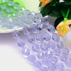 Lilac Faceted Polyhedron Imitation Austrian Crystal Bead Strands, Grade AAA, Lilac, 13x10mm, Hole: 0.9~1mm, about 30pcs/strand, 15.7 inch
