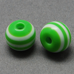 Lime Green Round Striped Resin Beads, Lime Green, 20x18mm, Hole: 3mm