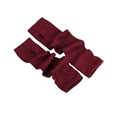 Dark Red Acrylic Fiber Yarn Knitting Fingerless Gloves, Winter Warm Gloves with Thumb Hole, Dark Red, 310x80mm