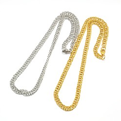 Mixed Color Fashionable 304 Stainless Steel Cuban Link Chain Necklaces, with Lobster Claw Clasps, Mixed Color, 20 inch~21 inch(50.8~53.3cm)x7mm