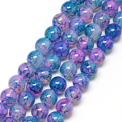 Lilac Baking Painted Glass Beads Strands, Imitation Opalite, Round, Lilac, 6mm, Hole: 1.3~1.6mm, about 133pcs/strand, 31.4 inch