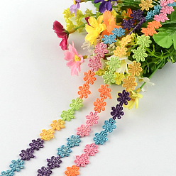 Colorful Flower Polyester Ribbon, for Gift Packing, Colorful, 1/2 inch(13mm)x1mm, about 15yards/bundle(13.716m/bundle)