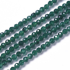 Green Natural Jade Beads Strands, Faceted, Round, Green, 2~2.5x2mm, Hole: 0.2mm, about 167~181pcs/strand, 15.7~15.9 inch(40~40.5cm)