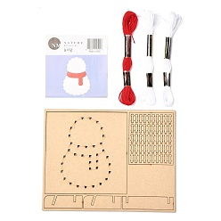 Snowman Christmas Themed DIY Nail String Art Kit for Adults, Drawing Nails Winding Lines Painting, Including Wooden Stencil and Woolen Yarn, Snowman Pattern, 21x16x0.3cm