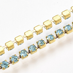 Аква Bohemica Латунные цепные браслеты, со стразами, золотые, aqua bohemica, 2 дюйм (5 см), 2 мм
