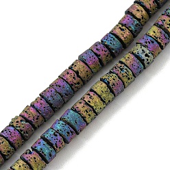 (966) Внутренний цвет Кристалл / Лиловато-лиловый на подкладке Гальванические бусины из натуральной лавы, колонка, с покрытием цвета радуги, 4~4.5x2~2.5 мм, отверстие : 1 мм, около 154 шт / нитка, 16.54'' (42 см)