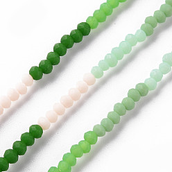 Mixed Color Opaque 7 Colors Frosted Glass Beads Strands, Segmented Multi-color Beads, Faceted Rondelle, Mixed Color, 3x2.5mm, Hole: 0.6mm, about 196~210pcs/strand, 17.32 inch~19.02 inch(44cm~48.3cm)