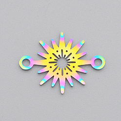 Rainbow Color Ion Plating(IP) 201 Stainless Steel Links/Connectors, Laser Cut, Star, Rainbow Color, 15x20.5x1mm, Hole: 1.8mm