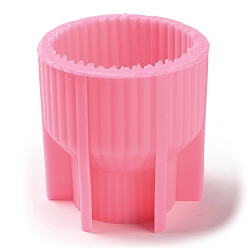 Hot Pink Ribbed Pillar Geometry Scented Candle Silicone Molds, Candle Making Molds, Aromatherapy Candle Molds, Hot Pink, 8.3x8.3cm