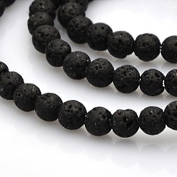 Lava Rock Natural Lava Rock Round Beads Strands, 3.5~4.5mm, Hole: 1mm, about 102pcs/strand, 15.7 inch