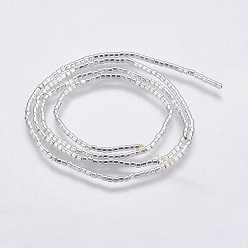 Platinum Plated Electroplate Non-magnetic Synthetic Hematite Bead Strands, Column, Platinum Plated, 1x1.5mm, Hole: 0.1mm, about 400pcs/strand, 16 inch