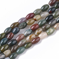 Indian Agate Natural Indian Agate Beads Strands, Oval, 6~7x4.5mm, Hole: 0.8mm, about  61~64pcs/Strand, 15.75 inch(40 cm)