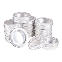 Platinum Round Aluminium Tin Cans, Aluminium Jar, Storage Containers for Cosmetic, Candles, Candies, with Screw Top Lid, Platinum, 7.05x2.5cm, 25pcs/box