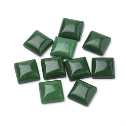 Dark Green Natural White Jade Cabochons, Dyed, Square, Dark Green, 12x12x5mm