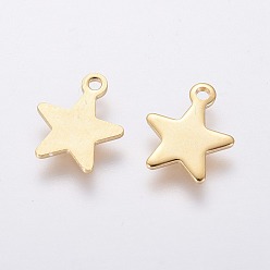 Real 18K Gold Plated 304 Stainless Steel Charms, Star, Real 18k Gold Plated, 10x8x0.8mm, Hole: 1.4mm