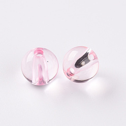 Pink Perles acryliques transparentes, ronde, rose, 10x9mm, trou: 2 mm, environ 940 pcs / 500 g