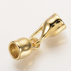 Настоящее золото 18K Латунная застежка крюка, без никеля , реальный 18 k позолоченный, 25x8 мм, Внутренний диаметр: 5.5~6 мм