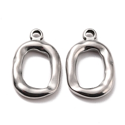 Stainless Steel Color 304 Stainless Steel Pendants, Oval, Stainless Steel Color, 18.5x12x2.5mm, Hole: 1.6mm