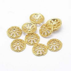 Real 18K Gold Plated Brass Bead Caps, Apetalous, Real 18K Gold Plated, Lead Free & Cadmium Free & Nickel Free, 11x3mm, Hole: 2mm