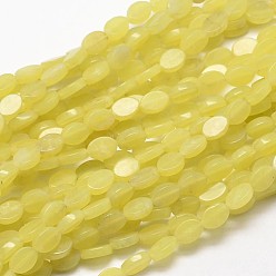 Olive Jade Oval Natural Olive Jade Beads Strands, 6x4x2mm, Hole: 1mm, about 65pcs/strand, 15.7 inch