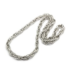 Stainless Steel Color Fashionable 304 Stainless Steel Rope Chain Necklaces for Men, with Lobster Claw Clasps, Stainless Steel Color, 28 inch~30 inch(71.1~76.2cm)x10mm