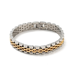 Oro & Acero Inoxidable Color Chapado iónico (ip) 304 pulsera de cadena de eslabones gruesos de acero inoxidable, pulsera de cadena de banda de reloj para hombres mujeres, acero color oro y acero, 8-1/8 pulgada (20.5 cm)