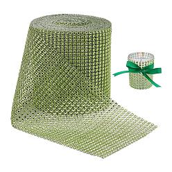 Jaune Vert Garniture de strass en maille plastique benecreat, strass chaînes de tasse, jaune vert, 120mm