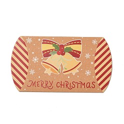 Moccasin Christmas Theme Cardboard Candy Pillow Boxes, Cartoon Bell Candy Snack Gift Box, Moccasin, Fold: 7.3x11.9x2.6cm