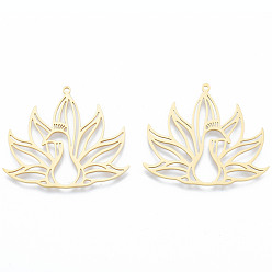 Real 18K Gold Plated 201 Stainless Steel Pendants, Outline Charms, Peacock, Real 18K Gold Plated, 34.5x39.5x1mm, Hole: 1.5mm