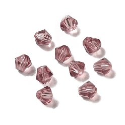 Pale Violet Red Glass Imitation Austrian Crystal Beads, Faceted, Diamond, Pale Violet Red, 4x4mm, Hole: 0.7mm