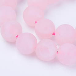 Rose Quartz Natural Rose Quartz Beads Strands, Round, Frosted, 10~10.5mm, Hole: 1.2mm, about 36pcs/strand, 15.5 inch