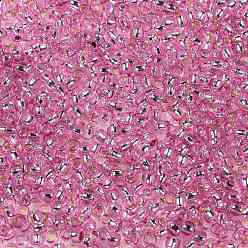 (2212) Silver Lined Baby Pink Круглые бусины toho, японский бисер, (2212) нежно-розовый с серебряной подкладкой, 8/0, 3 мм, отверстие : 1 мм, о 222шт / бутылка, 10 г / бутылка
