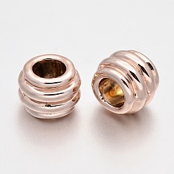 Rose Gold Cadmium Free & Nickel Free & Lead Free Alloy European Beads, Long-Lasting Plated, Large Hole Rondelle Beads, Rose Gold, 8x7mm, Hole: 4mm