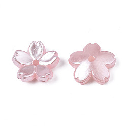 Pink Acrylic Imitation Pearl Beads, Sakura Flower, Pink, 11x11.5x4mm, Hole: 1.4mm