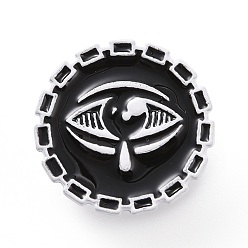 Black Eye With Tear Enamel Pin, Silver Alloy Flat Round Brooch for Backpack Clothes, Black, 25x2mm, Pin: 1.2mm.