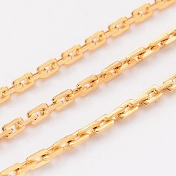Golden Ion Plating(IP) 304 Stainless Steel Boston Link Chains, Unwelded, with Spool, Rectangle, Golden, 3x2x0.5mm, Link Inner Size: 0.7mm, about 32.8 Feet(10m)/roll