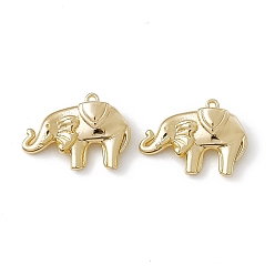 Real 18K Gold Plated Brass Pendants, Elephant Charms, Real 18K Gold Plated, 13x18.5x5mm, Hole: 0.9mm