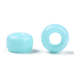 Cyan Opaque Acrylic Beads, Rondelle, Cyan, 7x4mm, Hole: 3mm, about 4545pcs/500g