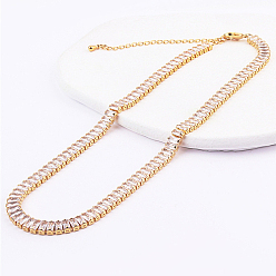 Clear Cubic Zirconia Classic Tennis Necklace, Golden Brass Rectangle Link Chain Necklaces, Clear, 12.99 inch(33cm)