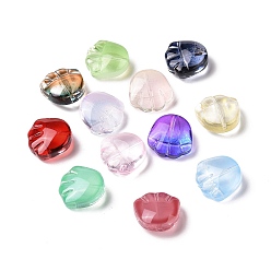 Couleur Mélangete Perles de verre peintes par pulvérisation transparent, impression de griffe d'ours, couleur mixte, 14x14x7mm, Trou: 1mm