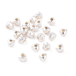 Argent 925 perles en argent sterling, triangle, argenterie, 3x3x2.5mm, Trou: 0.8mm, environ166 pcs / 10 g
