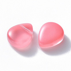 Hot Pink Baking Painted Glass Beads, Top Drilled Beads, Imitation Jade, Teardrop, Hot Pink, 12.5x10.5x5.5mm, Hole: 0.9mm