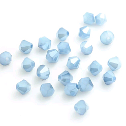 Sky Blue Electroplate Glass Imitation Jade Beads Strands, Faceted, Rainbow Color Plated, Grade AAA, Bicone, Sky Blue, 4mm, Hole: 1mm, about 92~96pcs/strand, 13.78~14.37 inch